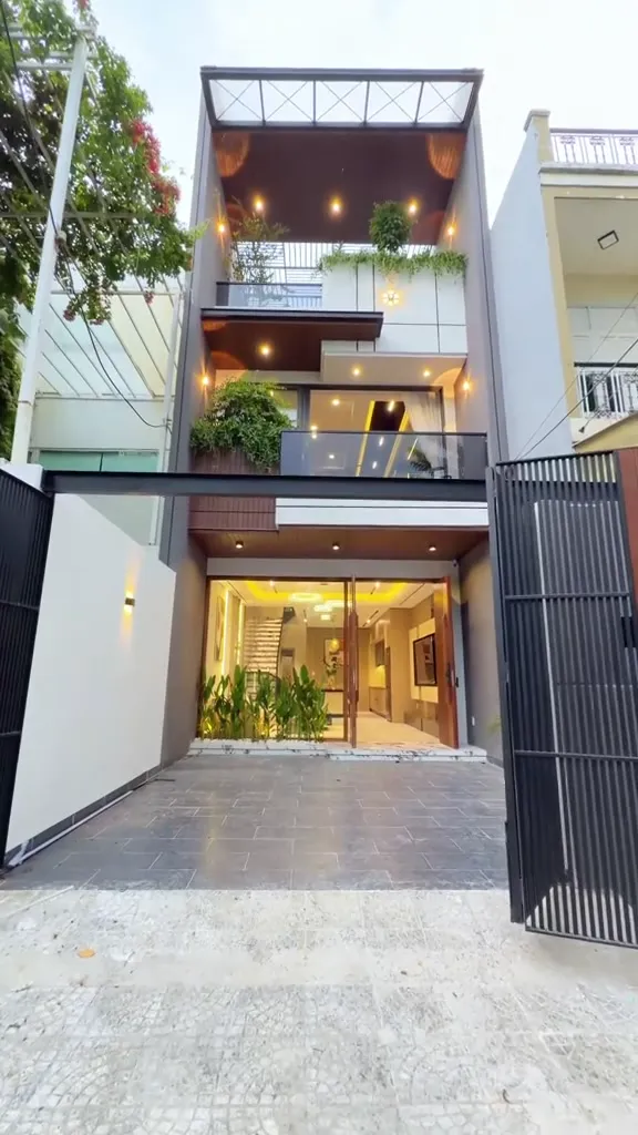 Nhà phố tối giản tường đá tự nhiên
